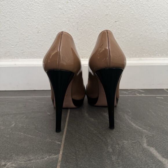 Prada Patent Leather Peep Toe Platform Pump Sz 40 Size 10 Designer Minimalist - Picture 4 of 7